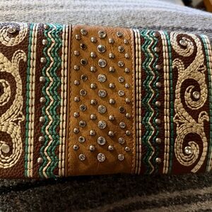 Patricia Nash Brown and Tan Embellished Wallet
